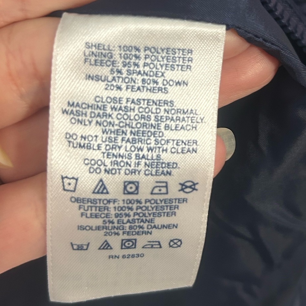 Lands' End womens puffer vest navy orange white geometric size Medium size 10-12 - Picture 8 of 12